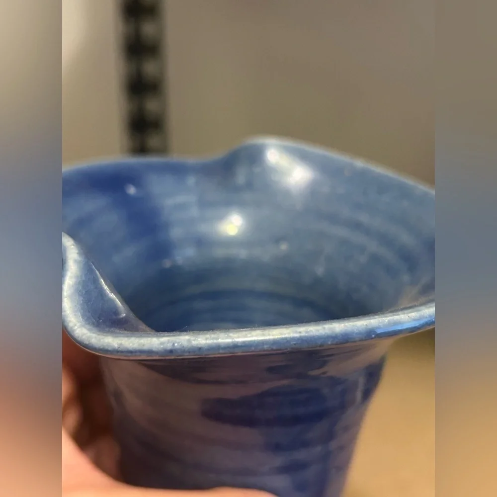 Modern Rustic Studio Pottery Vase Cobalt Blue Signed Artisan Decor Vintage Home